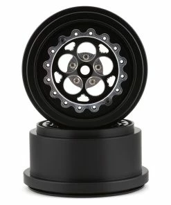 SSD RC 5 Hole Lightweight Aluminum Drag Racing Beadlock Wheels (Black) (2) (2.2/3.0")