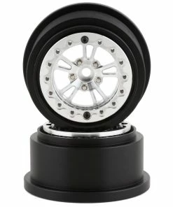 SSD RC V Spoke Lightweight Aluminum Drag Racing Beadlock Wheels (Silver) (2) (2.2/3.0")