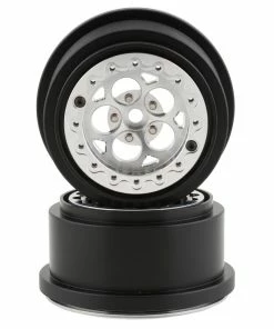SSD RC 5 Hole Lightweight Aluminum Drag Racing Beadlock Wheels (Silver) (2) (2.2/3.0")