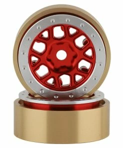 SSD RC 1.0” Boxer Aluminum/Brass Beadlock Wheels (Red) (2)
