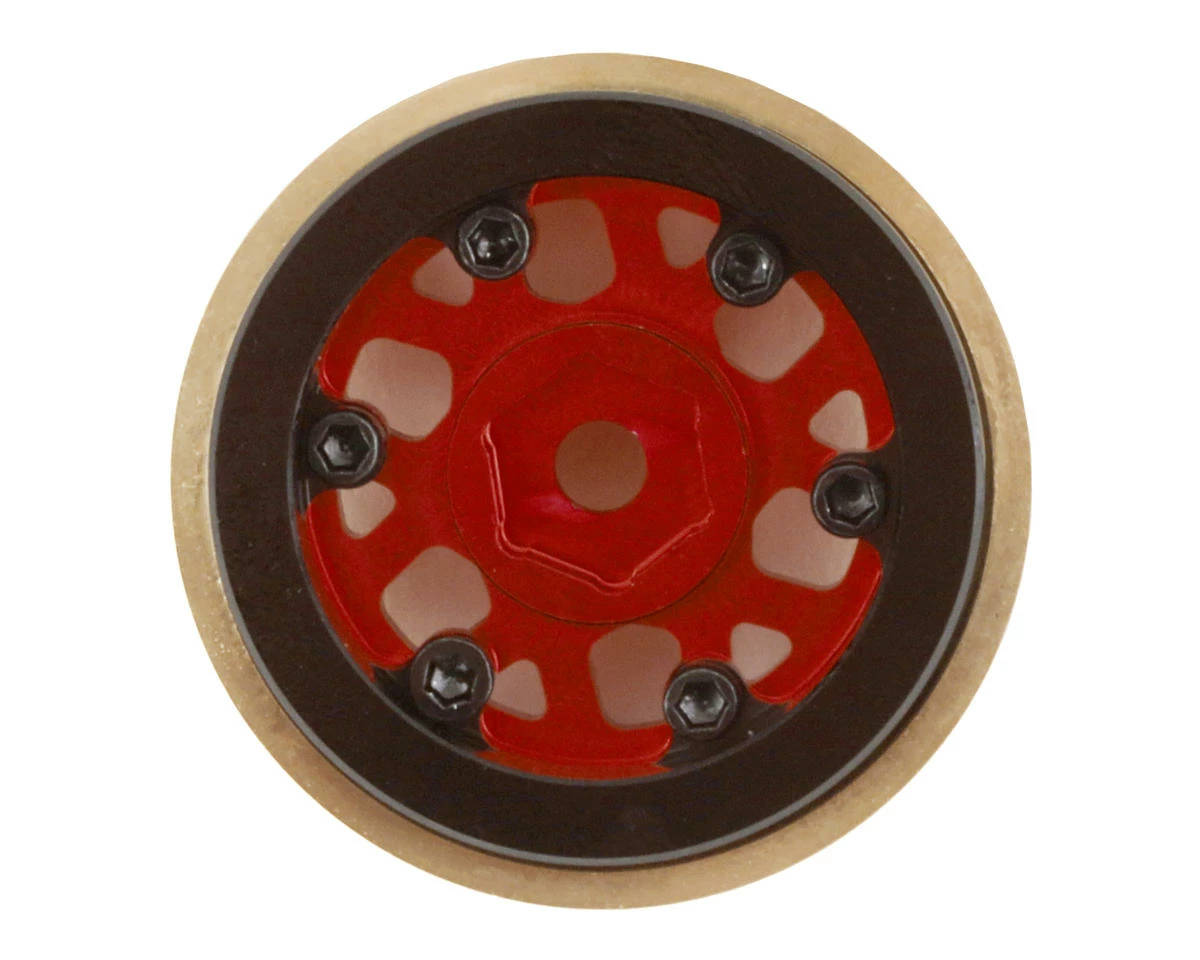 SSD RC 1.0” Boxer Aluminum/Brass Beadlock Wheels (Red) (2) - Image 2