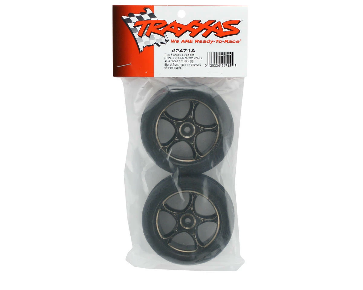 Traxxas Alias 2.2" Front Pre-Mounted Tires (2) (Black Chrome) (Standard) (Bandit) - Image 2