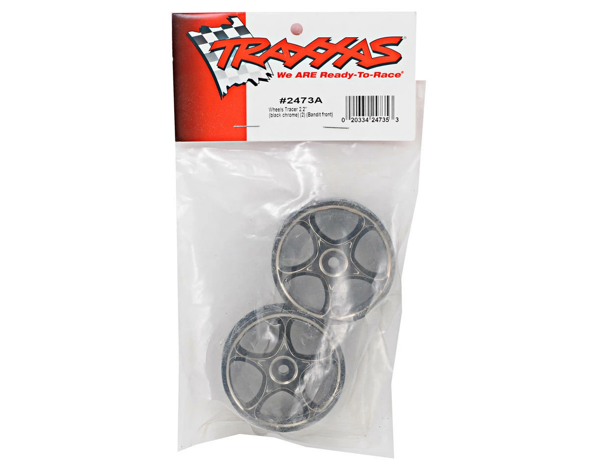 Traxxas 2.2" Bandit Front Tracer Buggy Wheels (2) (Black Chrome) (Pins) - Image 2