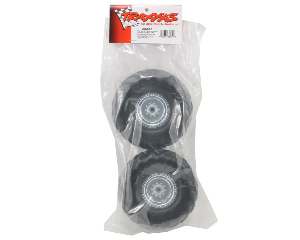 Traxxas Monster Jam Replica Pre-Mounted Rear Tires (2) (Silver) - Image 2
