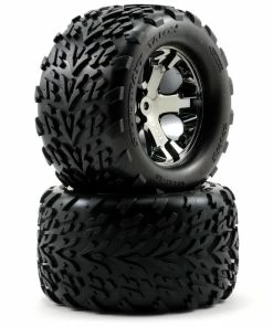 Traxxas Talon Rear Tires W/All-Star Wheels (2) (Black Chrome)
