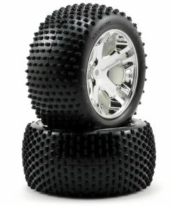 Traxxas Alias Rear Tires W/All-Star Wheels (2) (Chrome) (Standard)
