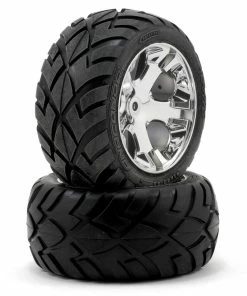 Traxxas Anaconda Rear Tires W/All-Star Wheels (2) (Chrome) (Standard)