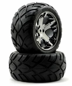 Traxxas Anaconda Rear Tires W/All-Star Wheels (2) (Black Chrome) (Standard)