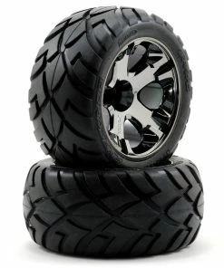 Traxxas Anaconda Tires W/All-Star Front Wheels (2) (Black Chrome) (Standard)