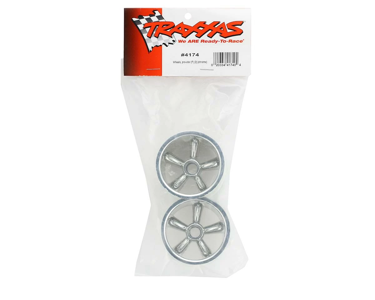 Traxxas Pro-Star Front Wheels (2) (Chrome) (Pins) 4 Traxxas Pro-Star Front Wheels (2) (Chrome) (Pins) - Image 2