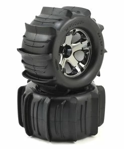 Traxxas Paddle Tires 2.8" Pre-Mounted W/All-Star Nitro Front Wheels (2) (Black Chrome)