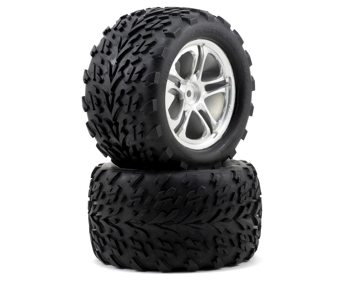 Traxxas Pre-Mounted 3.8 Talon Tire W/Split Spoke Wheel (Chrome) (2)