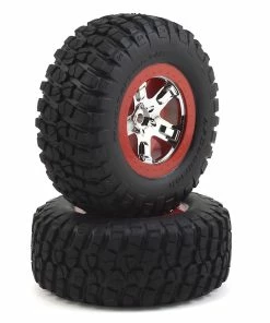 Traxxas Pre-Mounted BFGoodrich KM2 Tire W/Chrome Wheel (2) (Front) (Chrome/Red)
