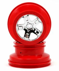 Traxxas 12mm Hex Dual Profile Short Course Wheels (Chrome/Red) (2) (Slash Front)