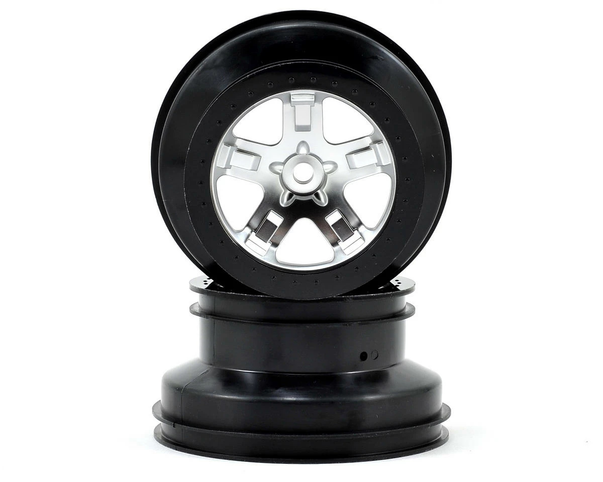 Traxxas Dual Profile Short Course Wheels (Satin Chrome/Black) (2) (Slash Rear) 12mm Hex 3 Traxxas Dual Profile Short Course Wheels (Satin Chrome/Black) (2) (Slash Rear) 12mm Hex