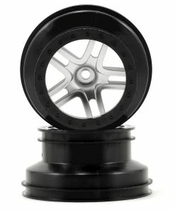 Traxxas Dual Profile Split-Spoke SCT Wheels (Satin Chrome/Black-2) (Slash Front) 12mm Hex