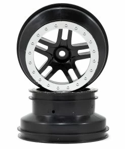 Traxxas Dual Profile Split-Spoke SCT Wheels (Black/Satin Chrome-2) (Slash Rear) 12mm Hex