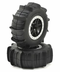 Traxxas Paddle Tires W/SCT Split Spoke Rear Wheel (2) (Black/Chrome)