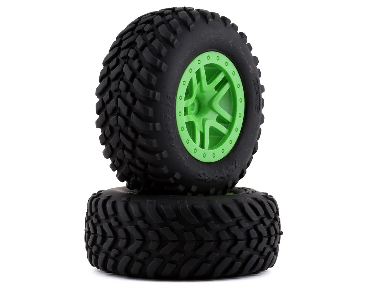 Traxxas SCT Off-Road Pre-Mounted Tires W/Split-Spoke Wheels (Green)