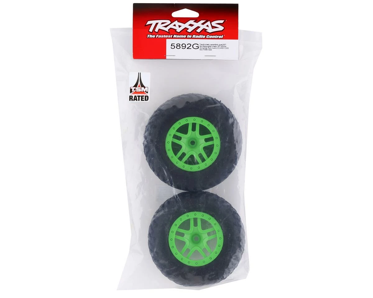 Traxxas SCT Off-Road Pre-Mounted Tires W/Split-Spoke Wheels (Green) - Image 3