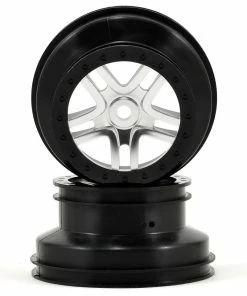 Traxxas Dual Profile Split-Spoke SCT Wheels (Satin Chrome/Black-2) (Slayer Pro) 14mm Hex