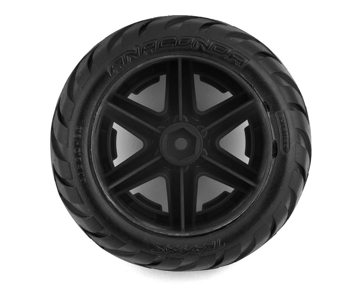 Traxxas Anaconda 2.8" Pre-Mounted Tires W/RXT Electric Rear Wheels (2) (Black) - Image 2