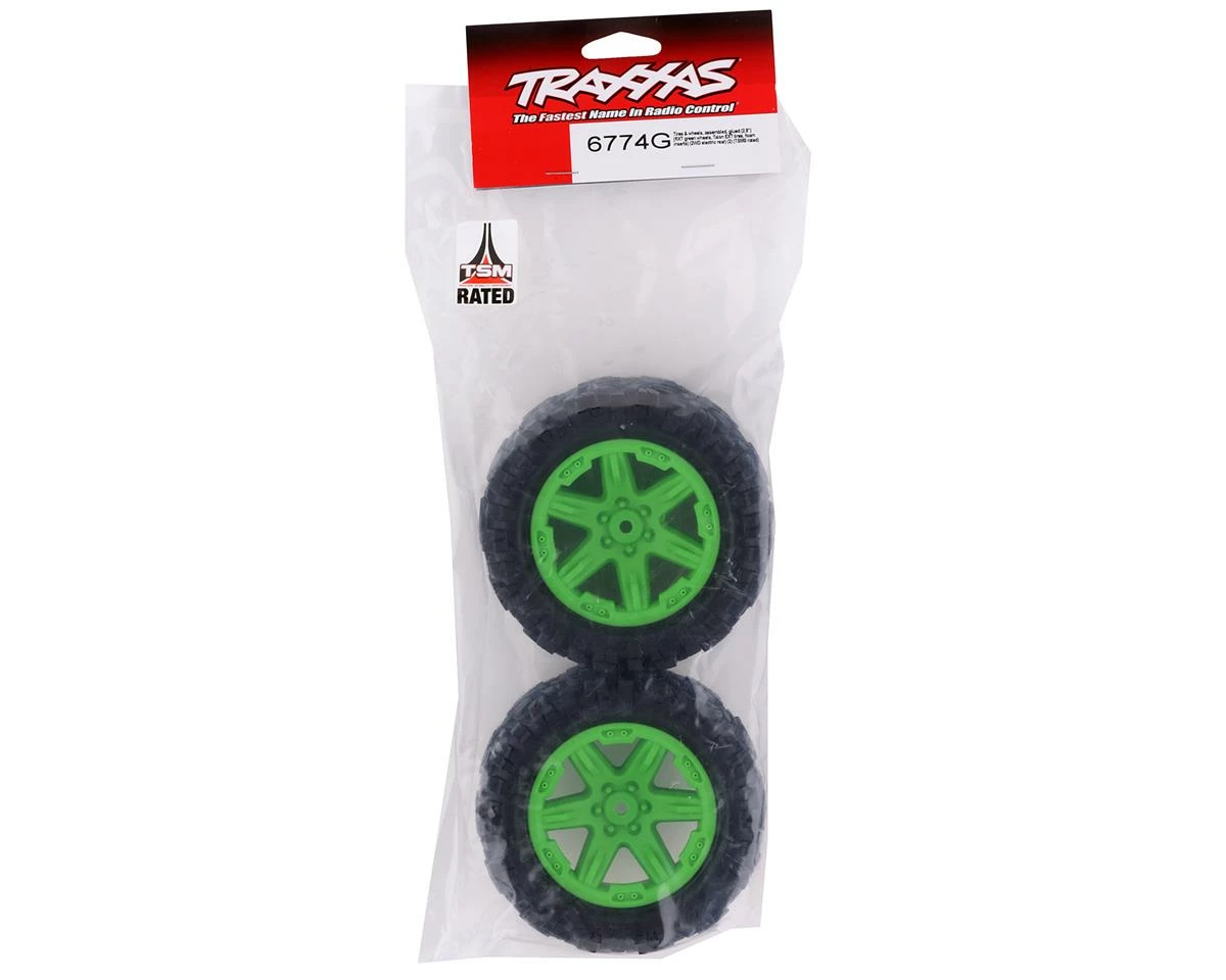 Traxxas Talon EXT 2.8" Pre-Mounted Tires W/RTX Wheels & 12mm Hex (Green) (2) (2wd Electric Rear) - Image 3