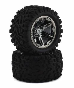 Traxxas Rustler Talon EXT 2.8" Pre-Mounted Tires W/RXT Wheels (2) (Black Chrome) (2wd Electric Rear)