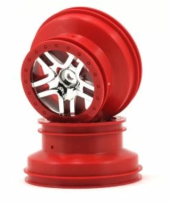 Traxxas Dual Profile Split-Spoke SCT Wheels (Chrome/Red) (2) (Slash Rear) 12mm Hex