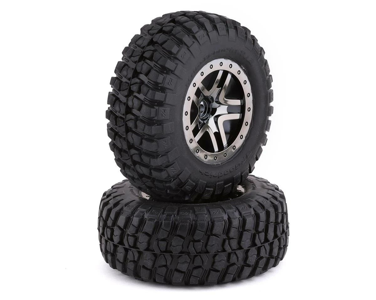 Traxxas BFGoodrich Mud TA Rear Tires (2) (Black Chrome) (S1) W/Split-Spoke Rear Wheel