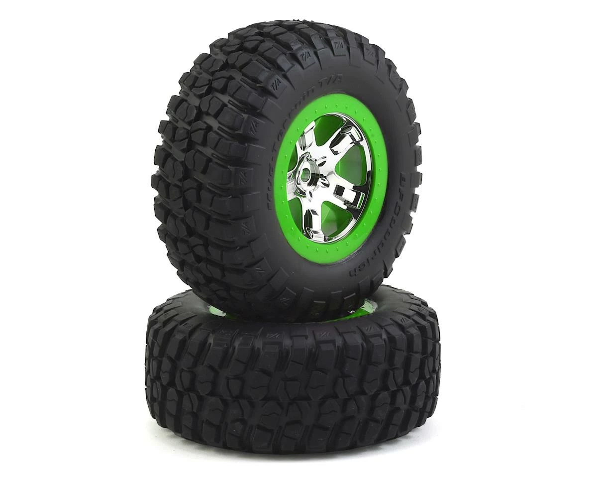 Traxxas BFGoodrich KM2 Tire W/SCT Rear Wheel (2) (Chrome/Green) (Standard)