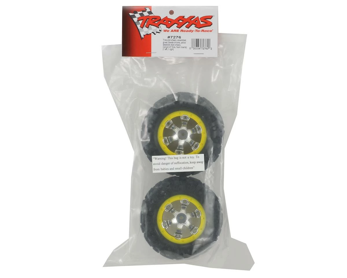 Traxxas Pre-Mounted Canyon AT Tires W/Geode Beadlock Style Wheels (2) (Chrome/Yellow) - Image 2