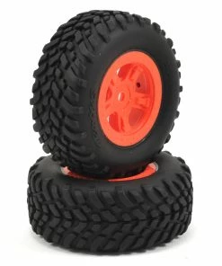 Traxxas SST 1/18 SCT Pre-Mounted Tires W/SCT Wheels (2) (Orange)