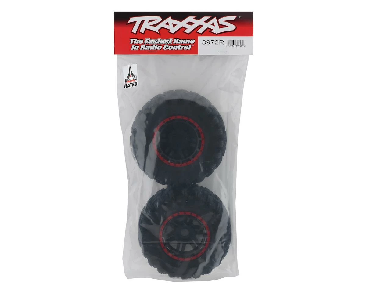 Traxxas Maxx All-Terrain Pre-Mounted Tires (2) (Black/Red) - Image 3
