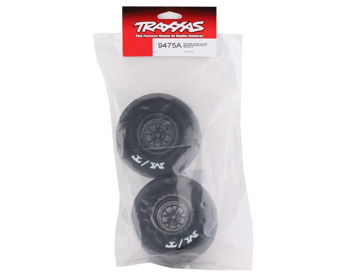 Traxxas Drag Slash Rear Pre-Mounted Tires (Satin Black Chrome) (2) W/Weld Wheels & 12mm Hex - Image 3