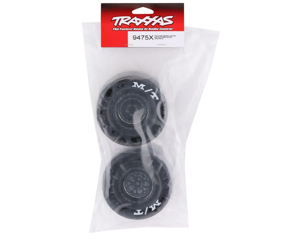 Traxxas Drag Slash Rear Pre-Mounted Tires & Weld Wheels (Black Chrome) (2) - Image 3