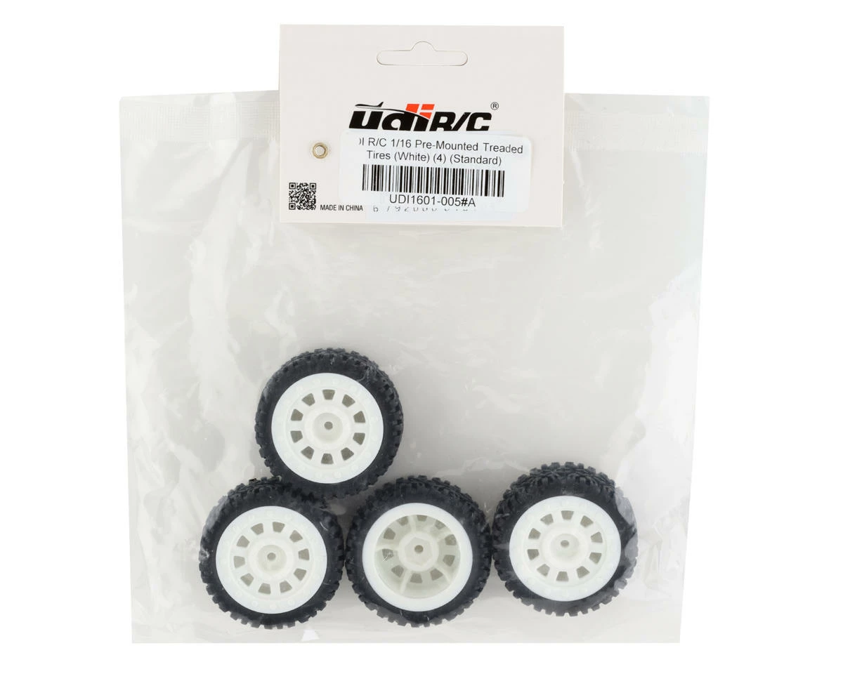 UDI R/C 1/16 Pre-Mounted Treaded Tires (White) (4) - Image 3