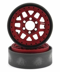 Vanquish Products KMC XD229 Machete V2 1.9" Beadlock Crawler Wheels (Red) (2)