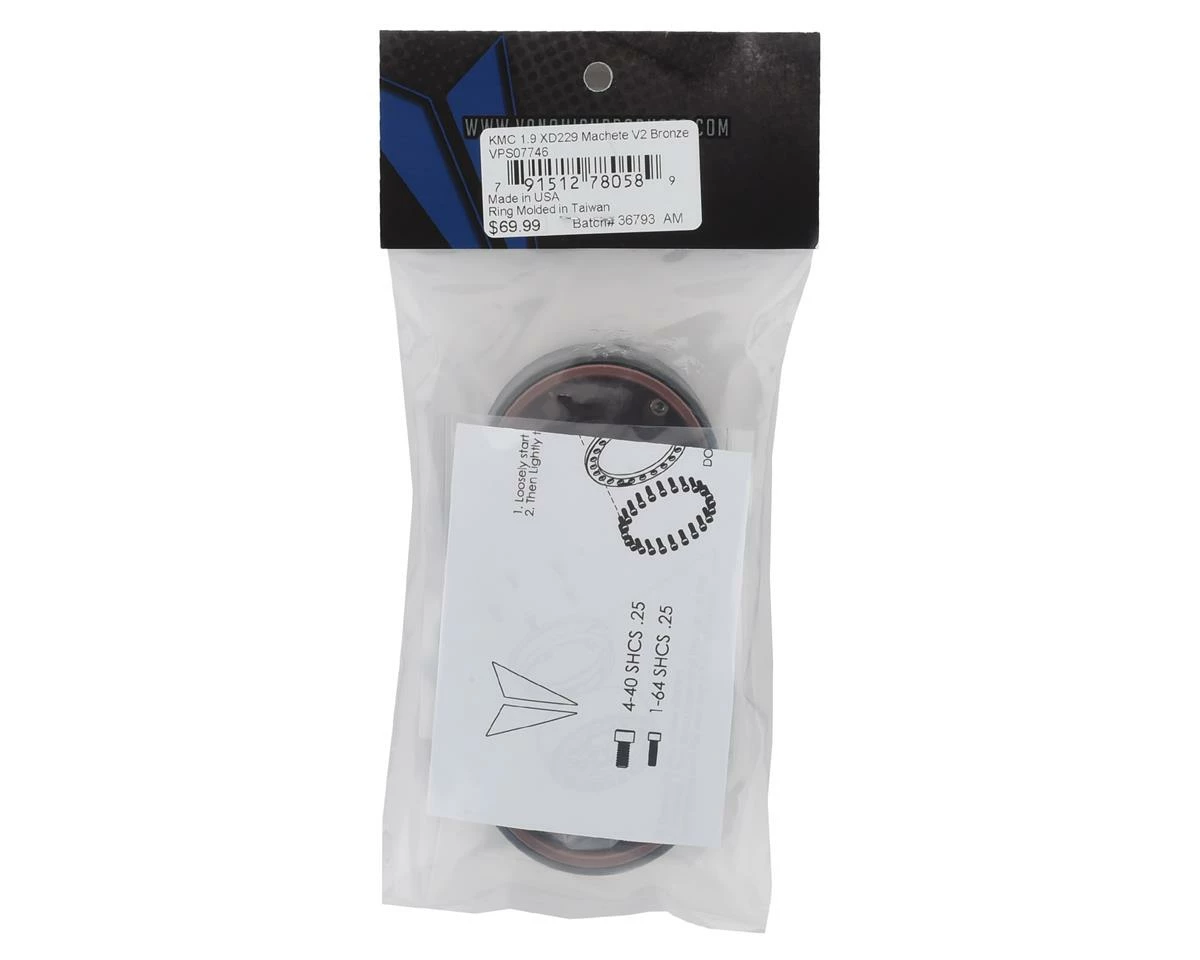 Vanquish Products KMC 1.9" XD229 Machete V2 Beadlock Crawler Wheels (Bronze) (2) - Image 4