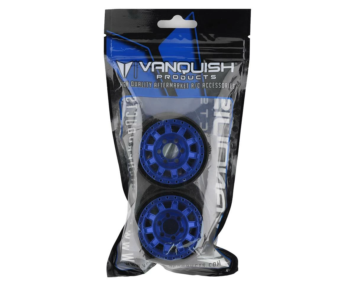 Vanquish Products KMC KM236 Tank 1.9" Beadlock Crawler Wheels (Blue) (2) - Image 4