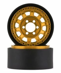 Vanquish Products KMC KM236 Tank 1.9" Beadlock Crawler Wheels (Gold) (2)