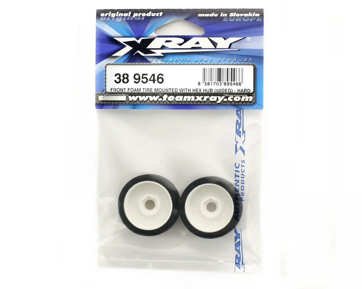 Xray 9mm Hex Front Foam Tire Mounted (2) (White) (50 Deg) - Image 2