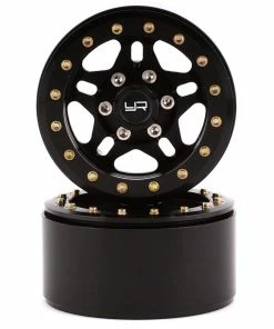 YEAH RACING 1.9" Aluminum 5-Spoke Beadlock Wheels W/12mm Hex (Black) (2)