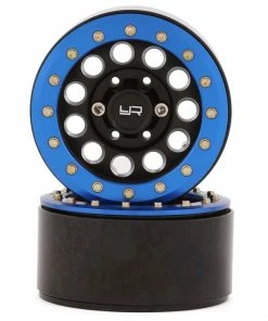 YEAH RACING 1.9" Aluminum F-RG Beadlock Wheels W/12mm Hex (Black/Blue) (2)