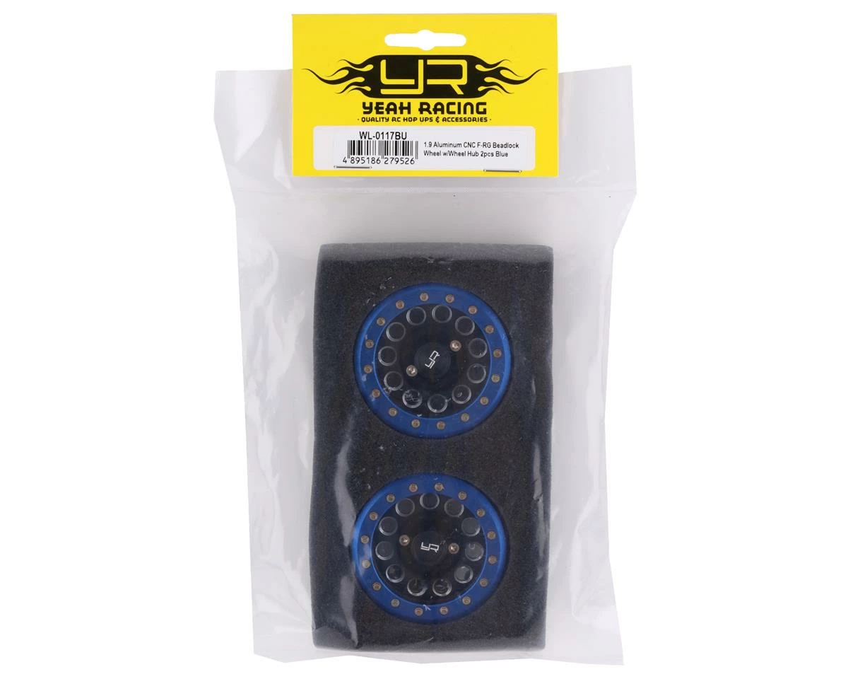 YEAH RACING 1.9" Aluminum F-RG Beadlock Wheels W/12mm Hex (Black/Blue) (2) - Image 4