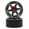 YEAH RACING 2.2 Aluminum CNC 6 Spoke Beadlock Wheel W/Hub (2) (Black)