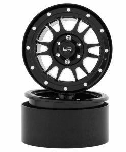 YEAH RACING 2.2" Aluminum 12-Spoke Beadlock Wheels W/12mm Hex (Black) (2)