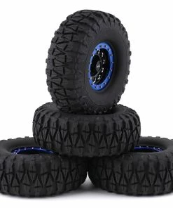 YEAH RACING Claw 1.9" Pre-Mounted Tires W/Aluminum Beadlock Wheels (Black) (4) W/12mm Hex