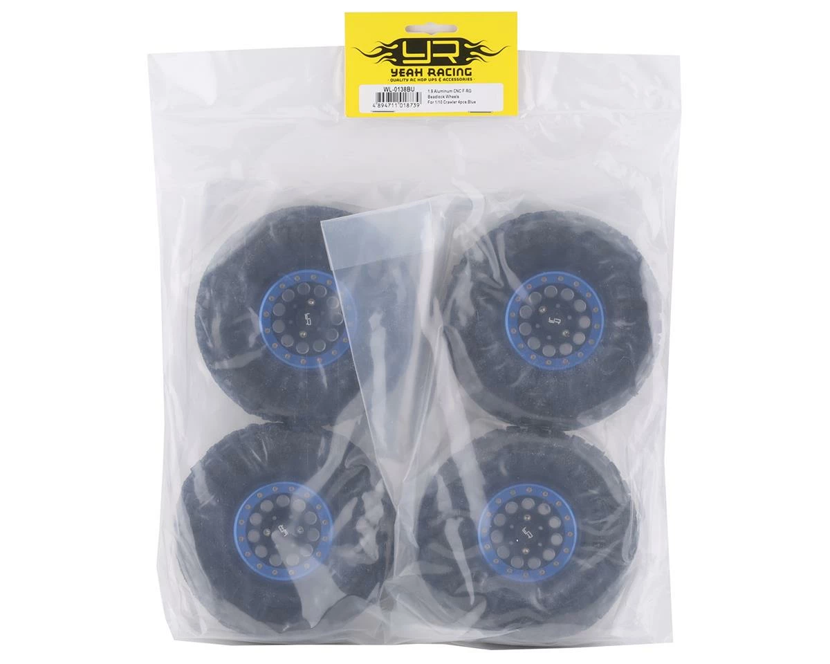 YEAH RACING Claw 1.9" Pre-Mounted Tires W/Aluminum Beadlock Wheels (Black) (4) W/12mm Hex - Image 4