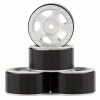 YEAH RACING SCX24 1.0" Aluminum 5 Spoke Slotted Beadlock Wheels (Silver) (4)